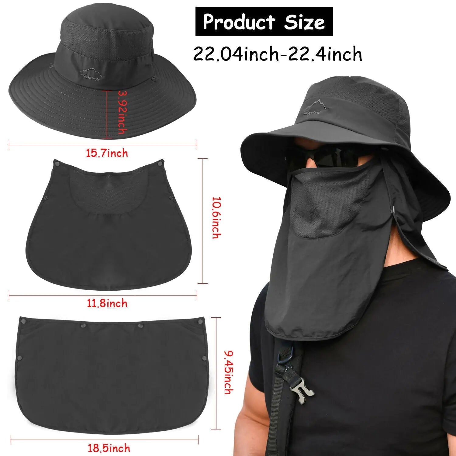Wide Brim Sun Hat UV Protection Bucket Cap For Hiking Camping Fishing Safari Men - Anti Spier 