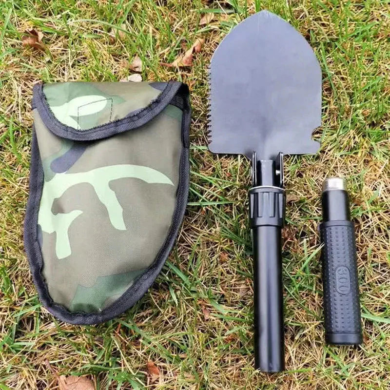 Compact Outdoor Multi-Tool Shovel with Folding Pickaxe Anti Spier