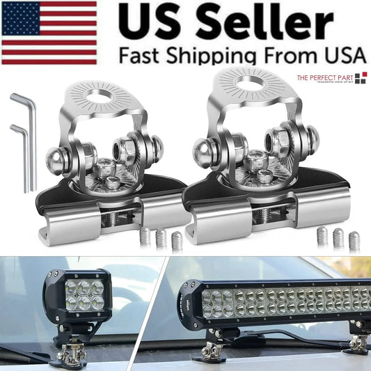 2PCS Pillar Hood Led Work Light Bar Mount Bracket Clamp Holder Offroad Universal Anti Spier