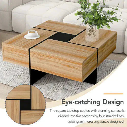 Unique Design Coffee Table With 4 Hidden Storage Compartments Anti Spier