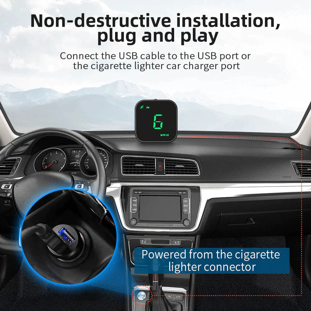 Digital Car HUD GPS Speedometer Head Up Display MPH KMH Compass Overspeed Alarm Anti Spier
