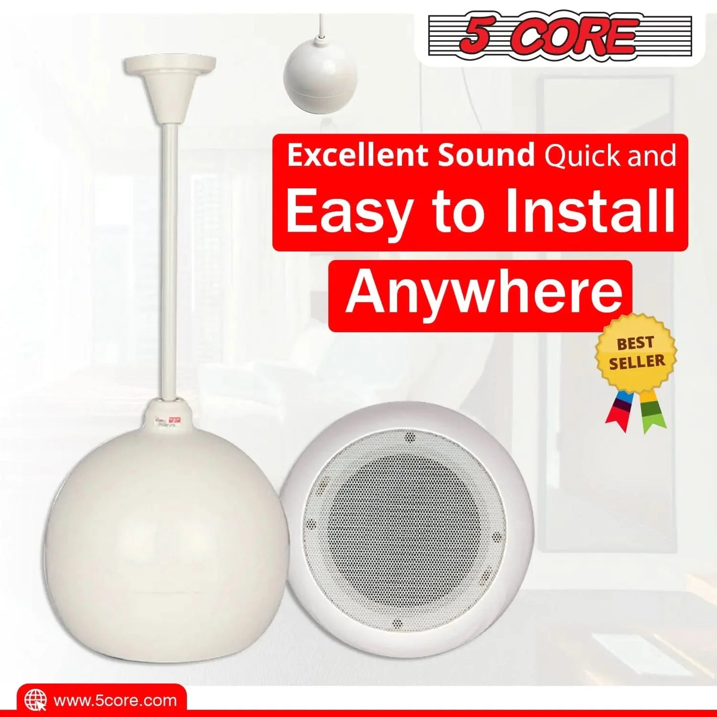 5Core Pendant Hanging Wall Speaker 15W Commercial Ceiling Mount speakers 8 Ohm Office Home Restaurant Anti Spier