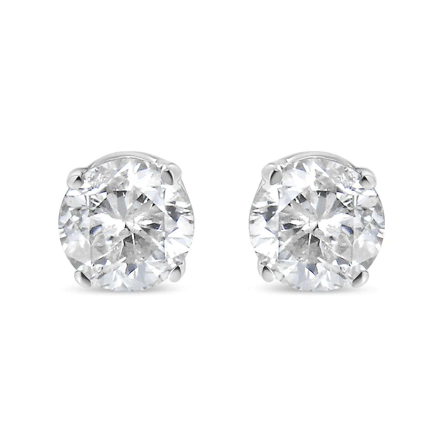 14K White Gold 1/2 Cttw 4-Prong Set Brilliant Round-Cut Solitaire Lab Grown Diamond Push Back Stud Earrings (F-G Color, VS2-SI1 Clarity) - Anti Spier 