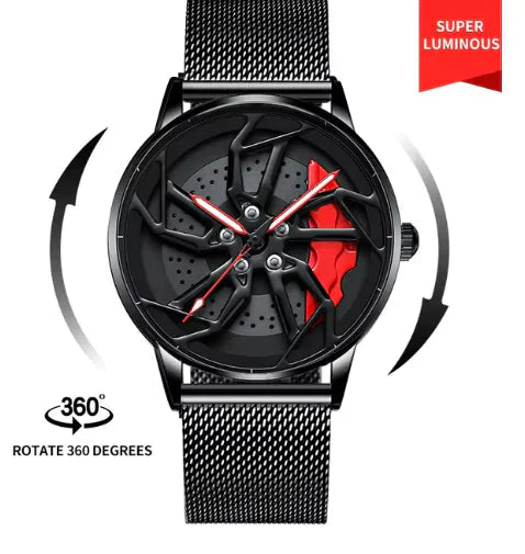 Men 3D Real Wheel Watches Anti Spier