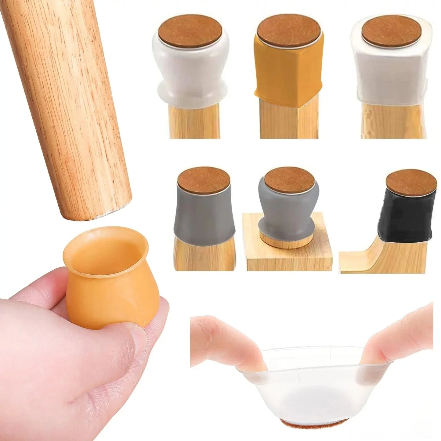 16pcs Silicone Furniture Leg Protectors: Floor Protection & Anti-slip Pads Anti Spier