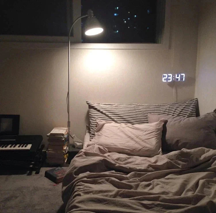 Digital 3D LED Big Wall Desk Alarm Clock Snooze 12/24 Hours Auto Brightness USB Anti Spier