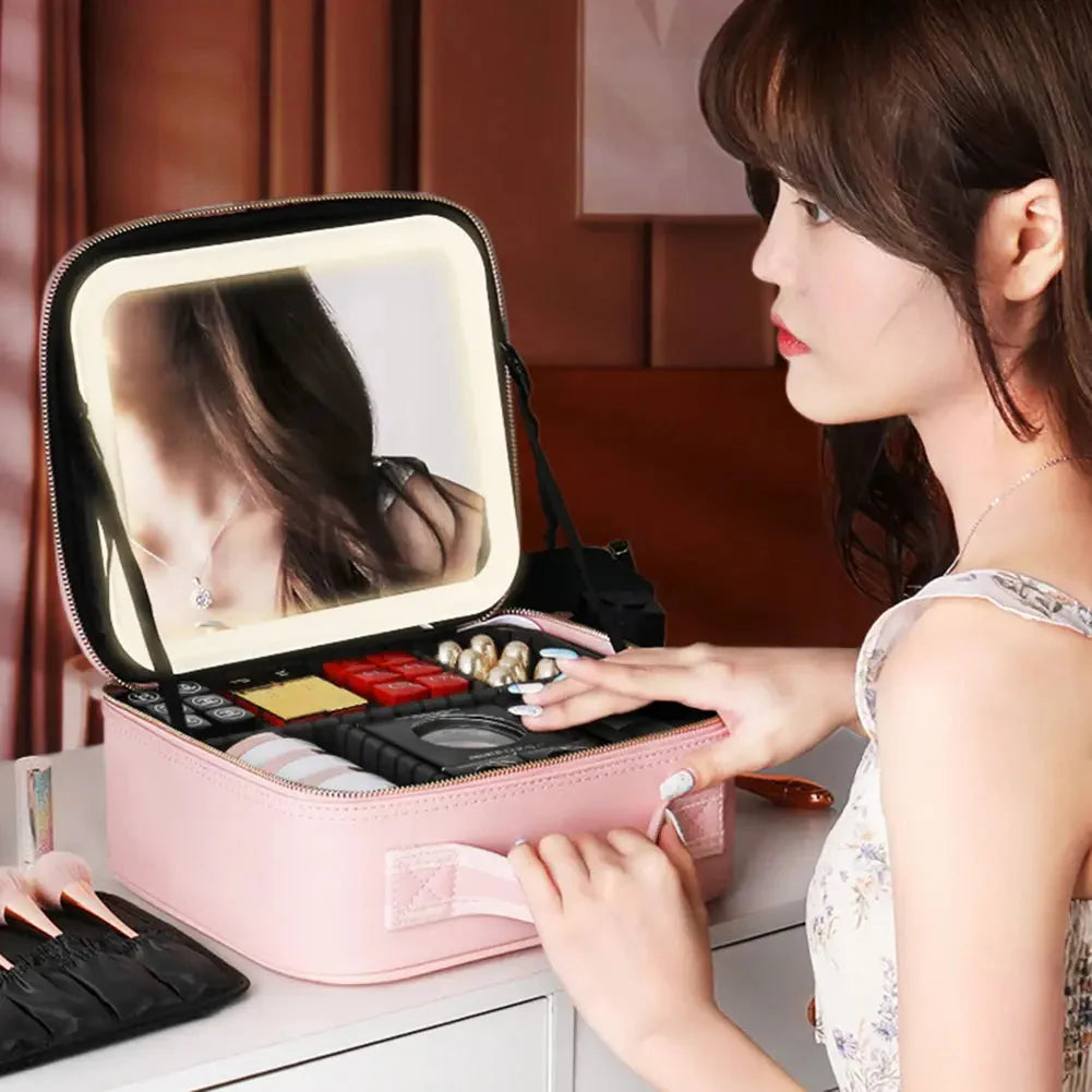 Smart LED Cosmetic Case with Mirror Anti Spier