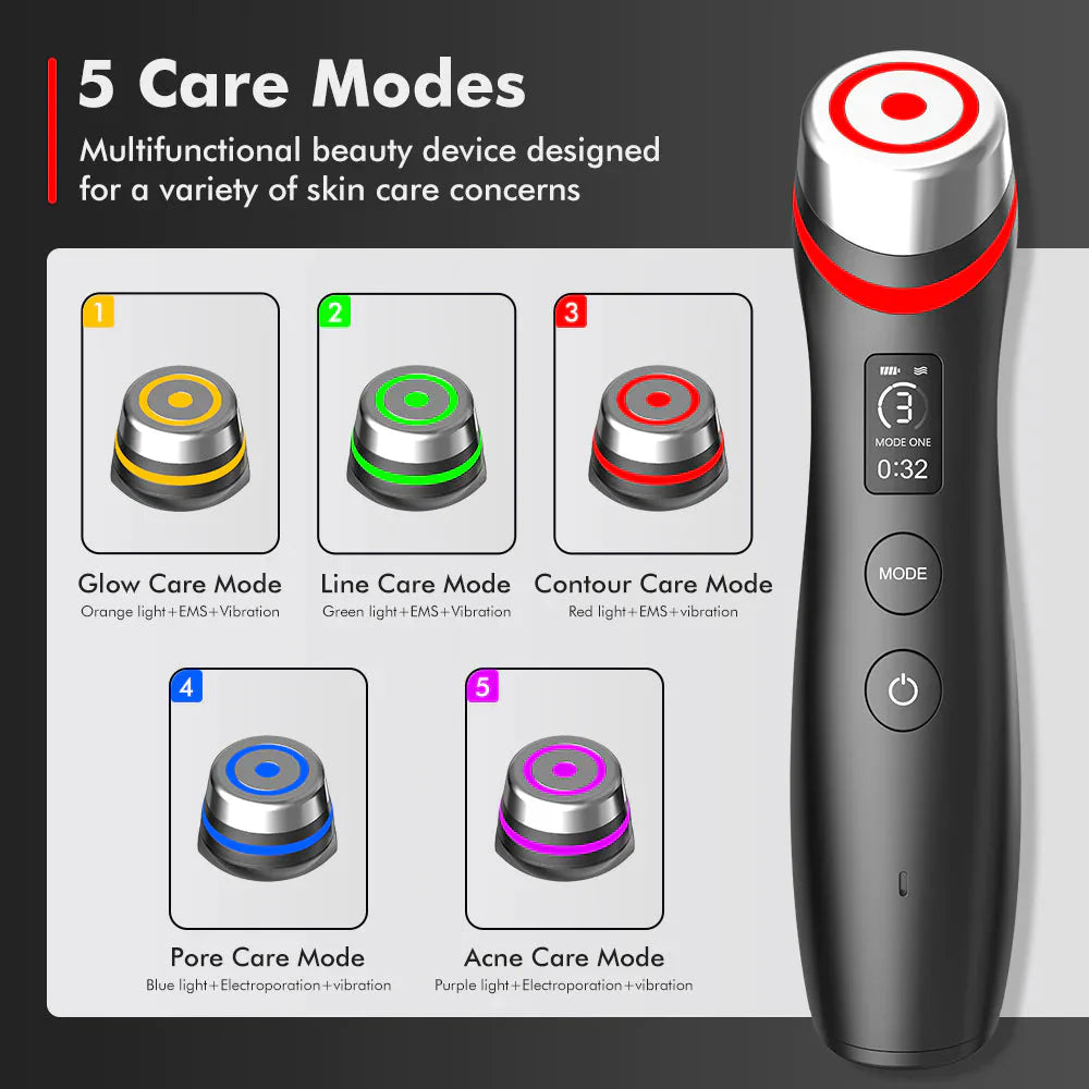 Color Light Microcurrent Vibration Massager Anti Spier