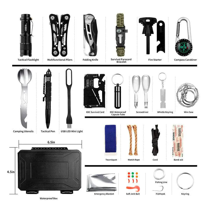 Emergency Survival Gear Kits 60 in 1 Outdoor Gear Tools Box Kit Set Anti Spier