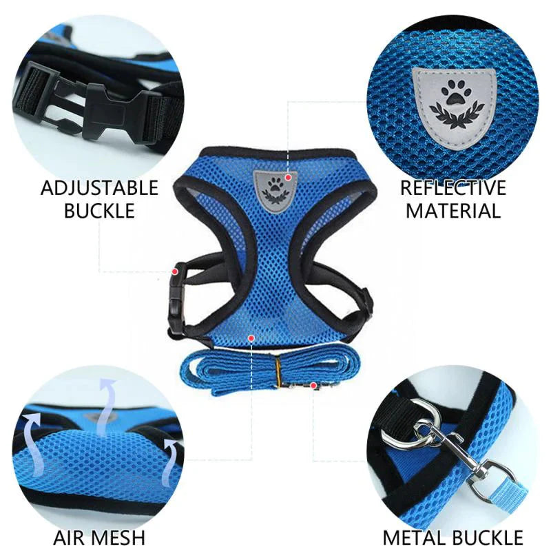 Cat Dog Pet Harness Adjustable Control Vest Dogs Reflective S M L XL Leash Anti Spier