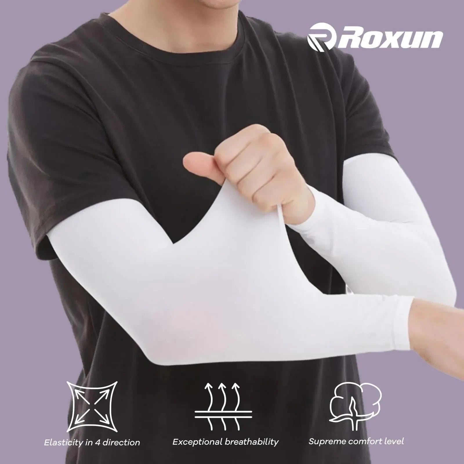 Arm Sleeves, Cooling UV Sun Protection Sports Compression for Men/Women 4 Pairs - Black+white+dark Gray+blue Anti Spier