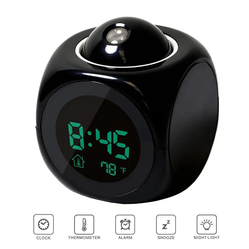 LED Projection Alarm Clock Digital LCD Display Voice Talking Weather Snooze USB Anti Spier