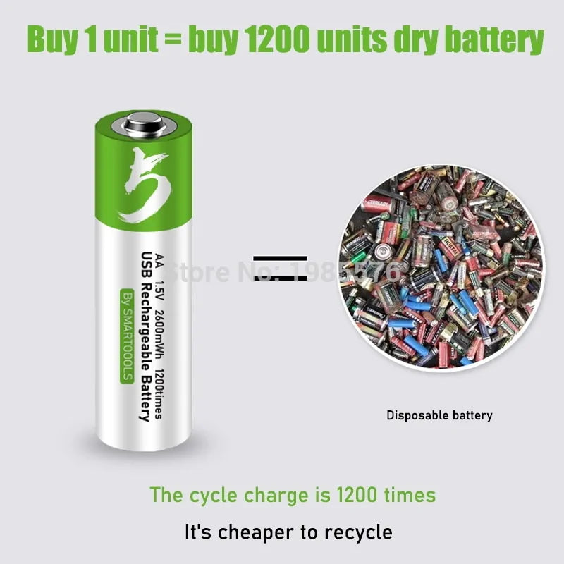 1.5V 2600mwh AA Rechargeable Li-ion Batteries