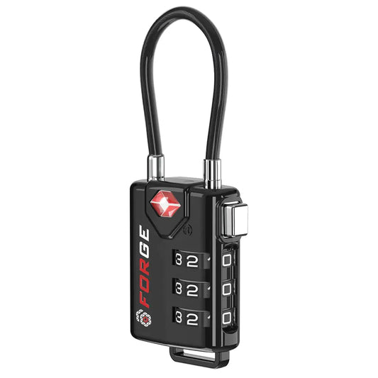 TSA Approved Cable Luggage Locks, Re-settable Combination with Alloy Body Black Single Pack Anti Spier