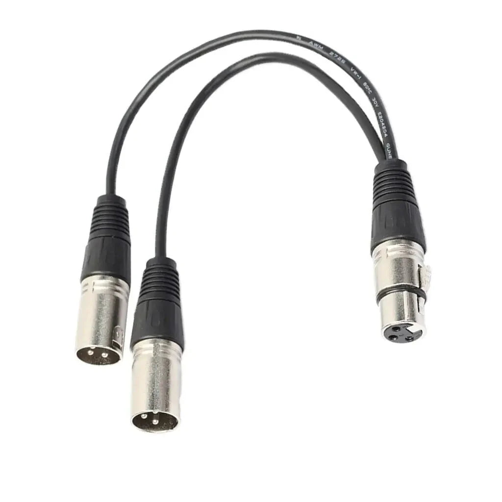 3Pin XLR Female Jack To Dual 2 Male Plug Y Splitter Cable Adapter Microphone USA Anti Spier