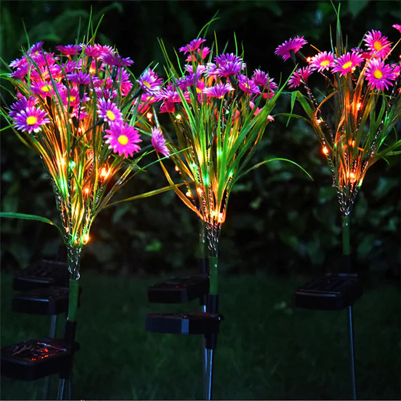 Solar Garden Lights LED Flower Stake Lamp Outdoor Yard Waterproof Patio Decor Anti Spier