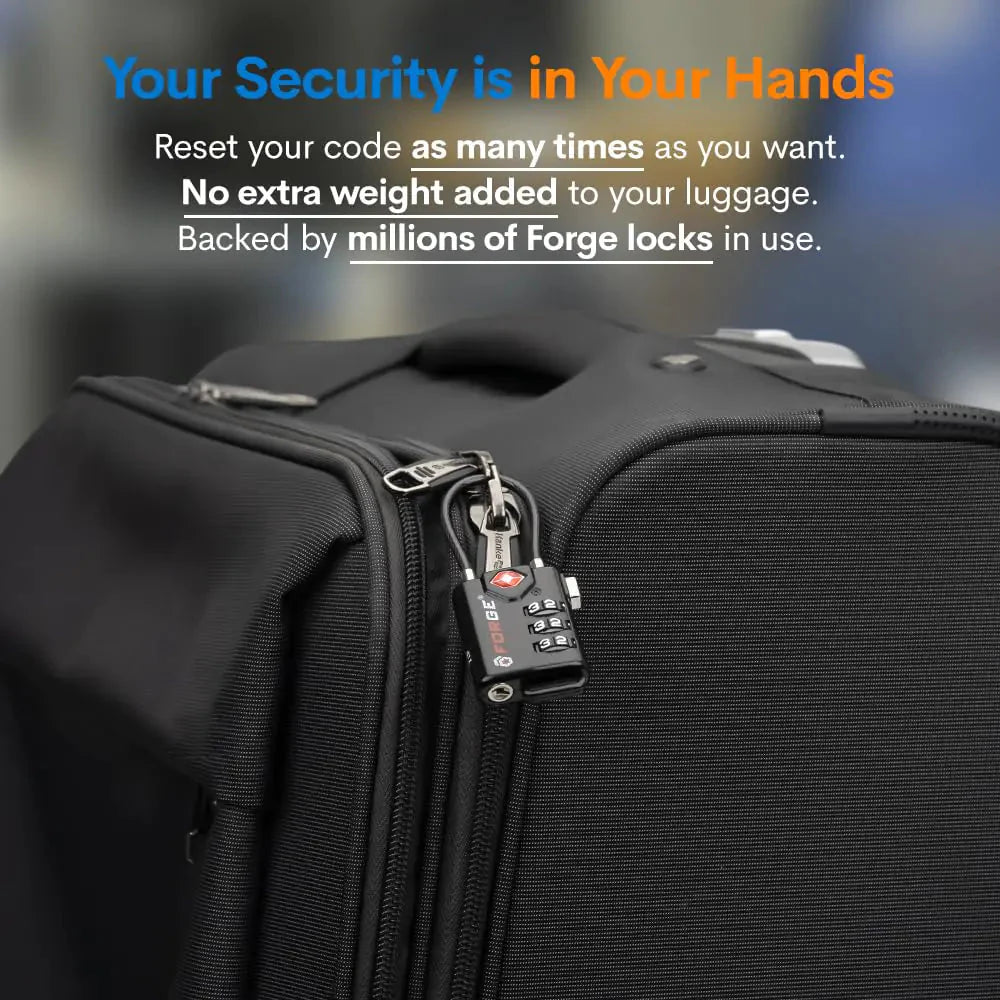 TSA Approved Cable Luggage Locks, Re-settable Combination with Alloy Body Black Single Pack Anti Spier