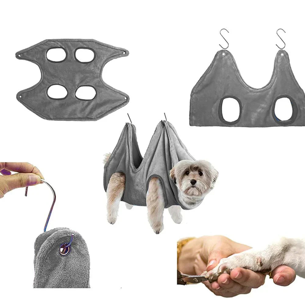 Portable Pet Dog Cat Grooming Hanging Hammock Harness Breathable Groom Helper US Anti Spier
