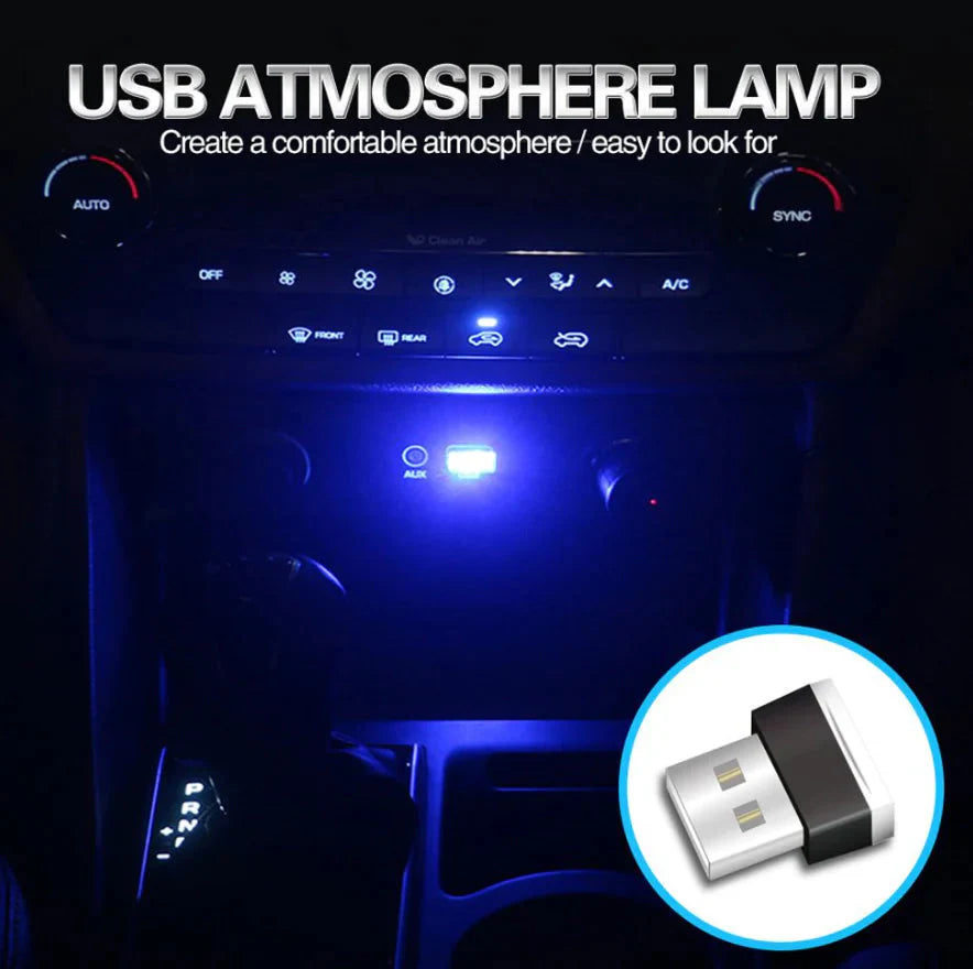 3x Mini Blue LED USB Car Interior Light Neon Atmosphere Ambient Lamp Accessories Anti Spier