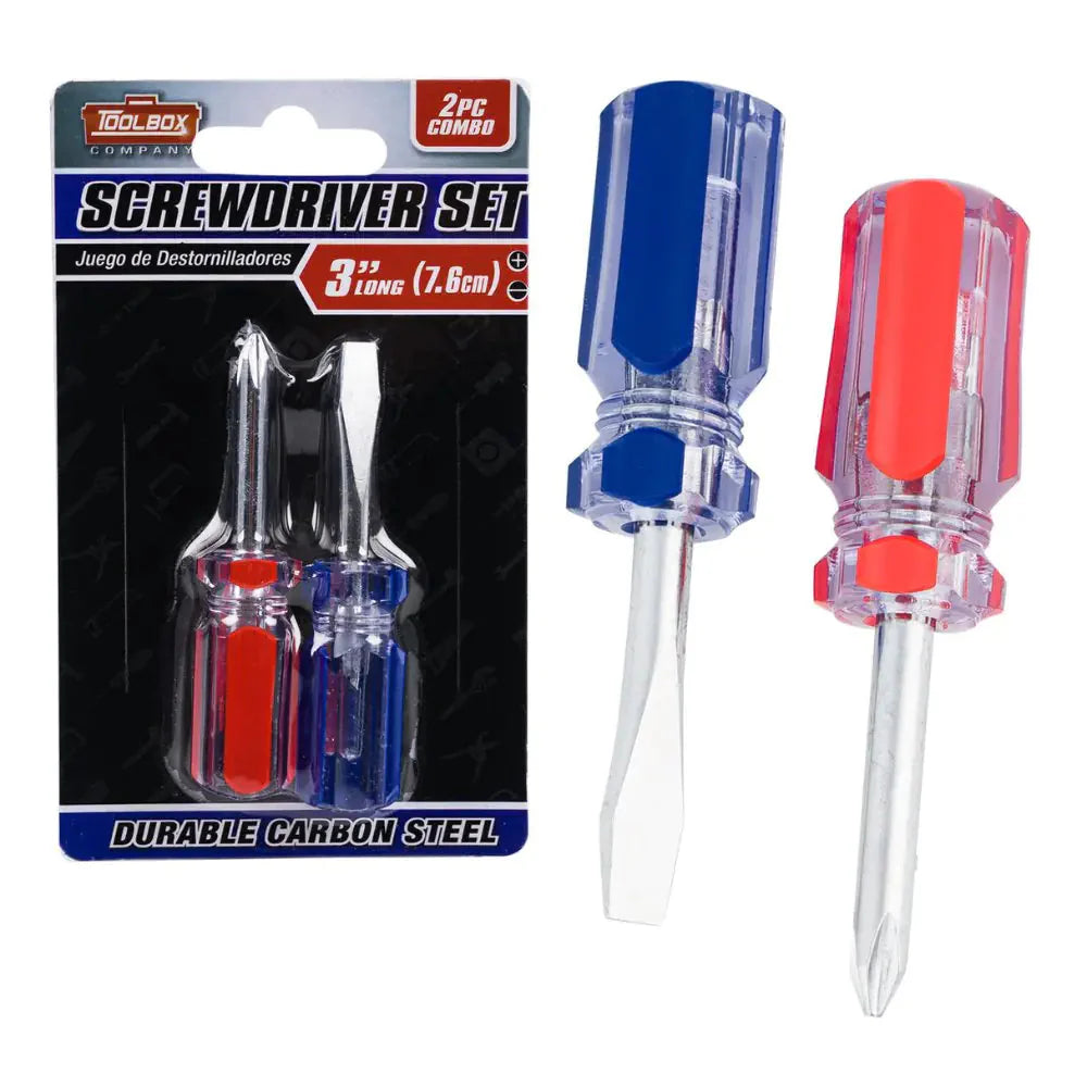 3" Screwdriver Set – Phillips + Flathead 2pc Anti Spier