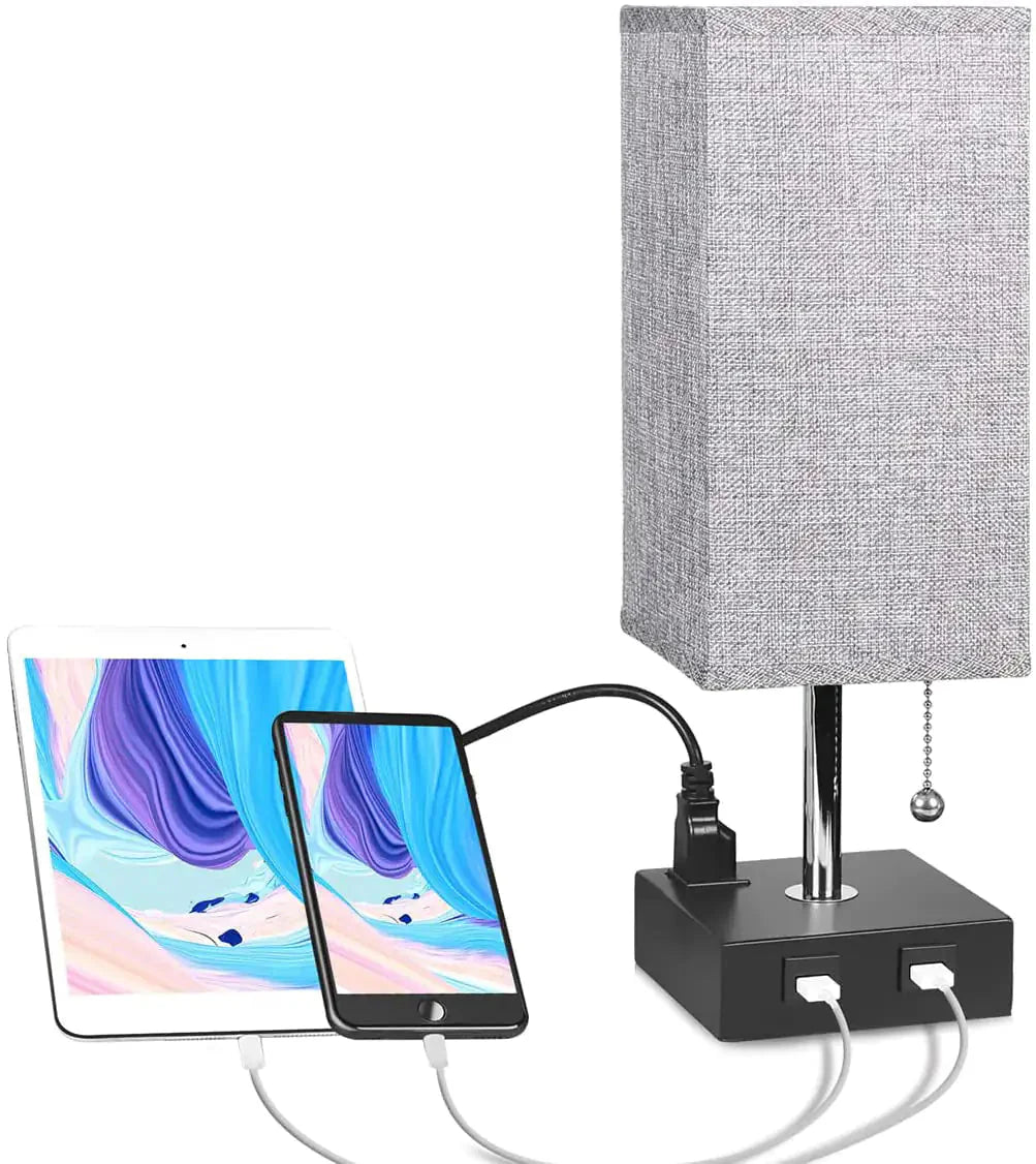 USB Bedside Table Lamp - Grey Anti Spier