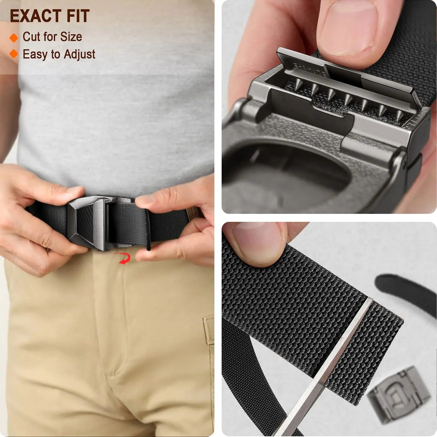 BULLIANT Tactical Belt for Men, Men Stretch Nylon Web Gift Belt 1.5"-Hiking Rigger Military Work-Quick Release Black2972 34"-38"Waist Adjustable Anti Spier