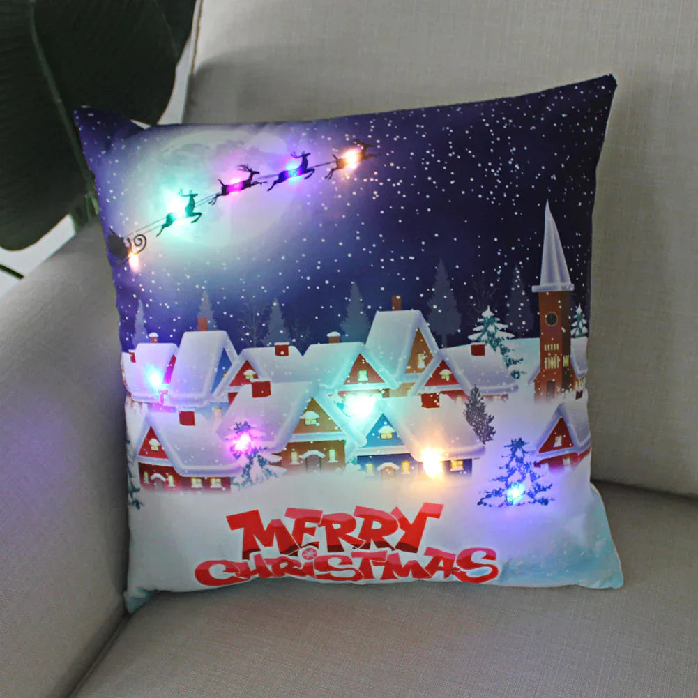 Super Soft Plush Christmas LED Lantern Pillowcase Anti Spier