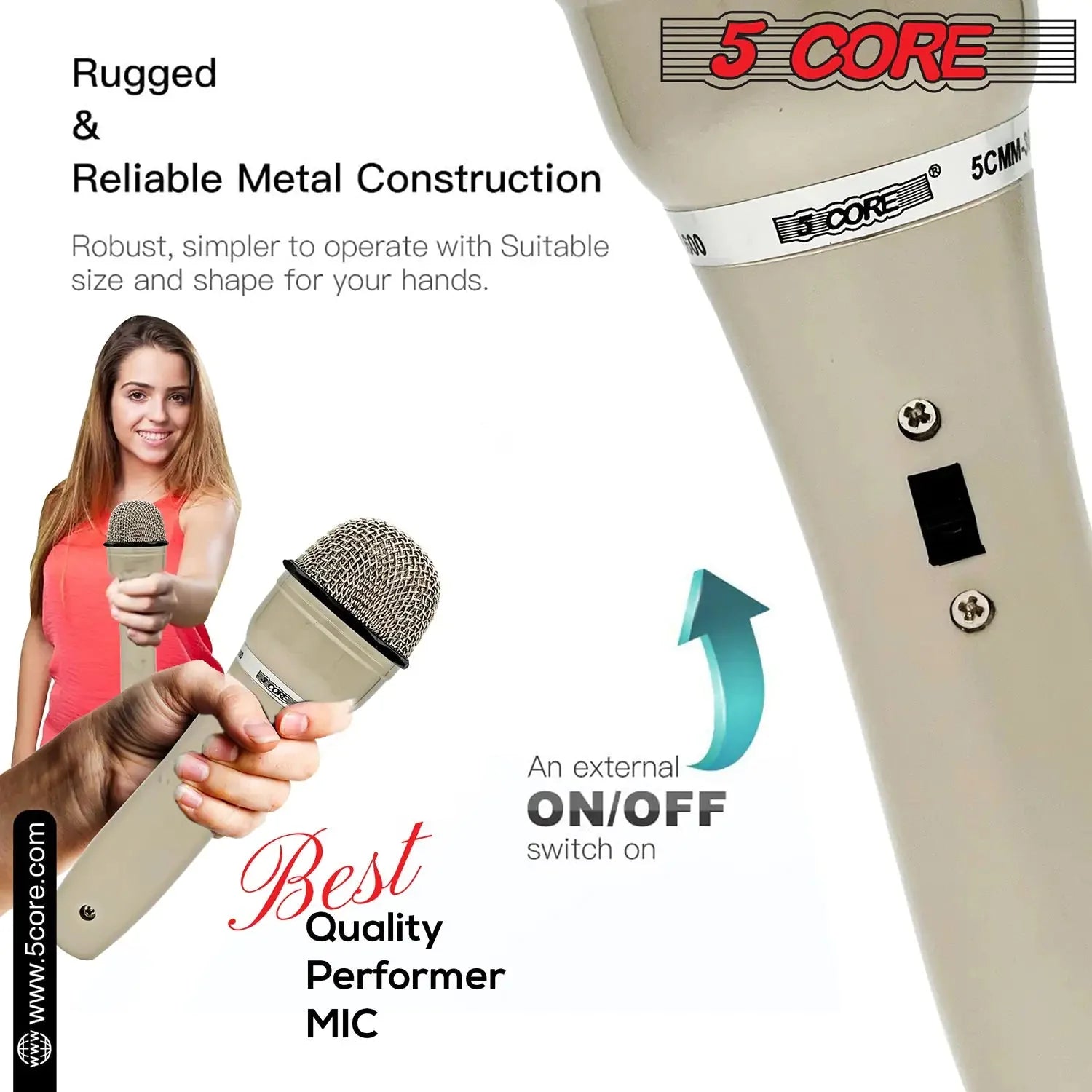 5Core XLR Microphone Dynamic Mic Karaoke Singing Studio Mics Handheld Microfono Anti Spier