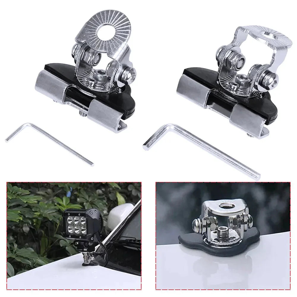 2PCS Pillar Hood Led Work Light Bar Mount Bracket Clamp Holder Offroad Universal Anti Spier