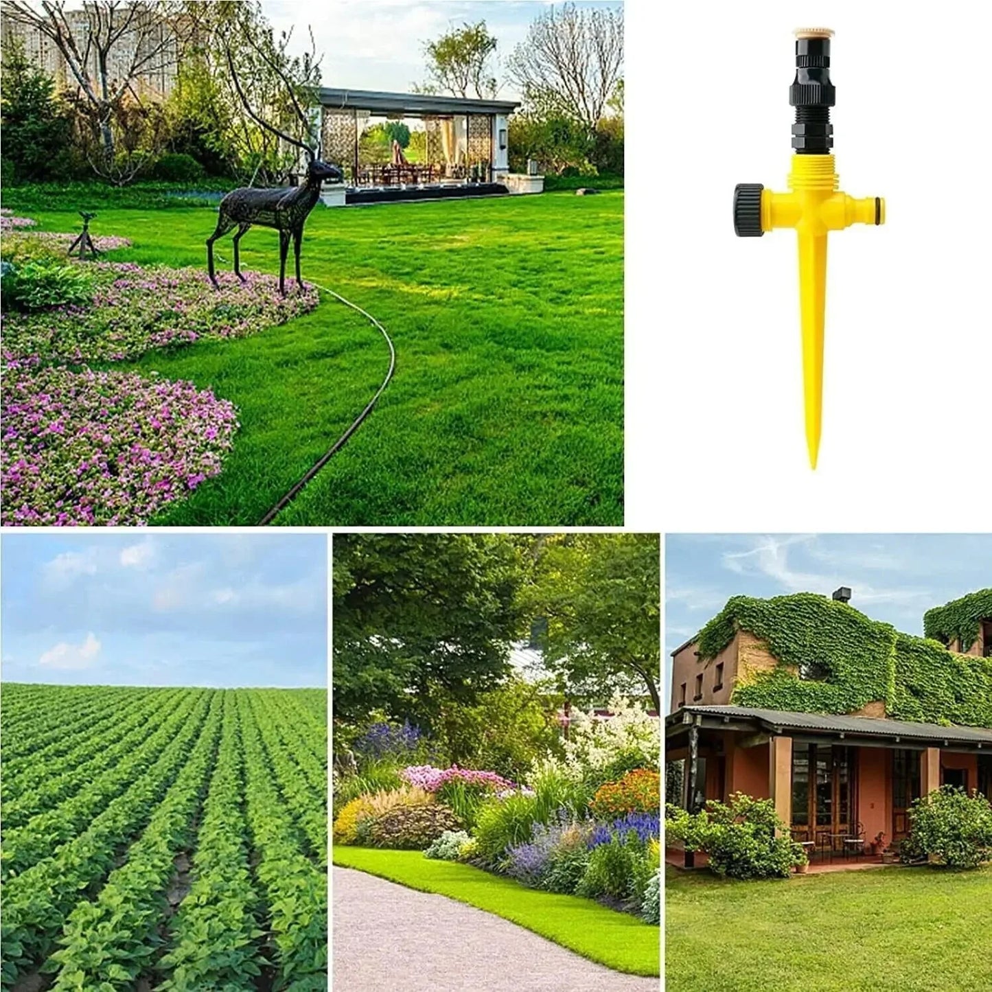 360° Rotation Auto Irrigation System Garden Lawn Sprinkler Patio Save Water USA Anti Spier