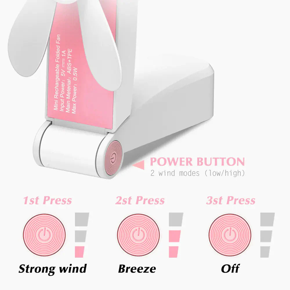 USB Rechargeable Mini Handheld Pocket Fan Anti Spier