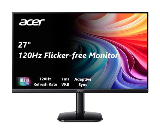 acer KB272 G0bi 27" IPS Full HD (1920 x 1080) Gaming Office Monitor | Adaptive-Sync Support (FreeSync Compatible) | Up to 120Hz Refresh | 1ms (VRB) | sRGB 99% | Tilt | HDMI & VGA Ports Anti Spier