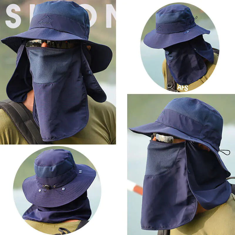 Wide Brim Sun Hat UV Protection Bucket Cap For Hiking Camping Fishing Safari Men - Anti Spier 