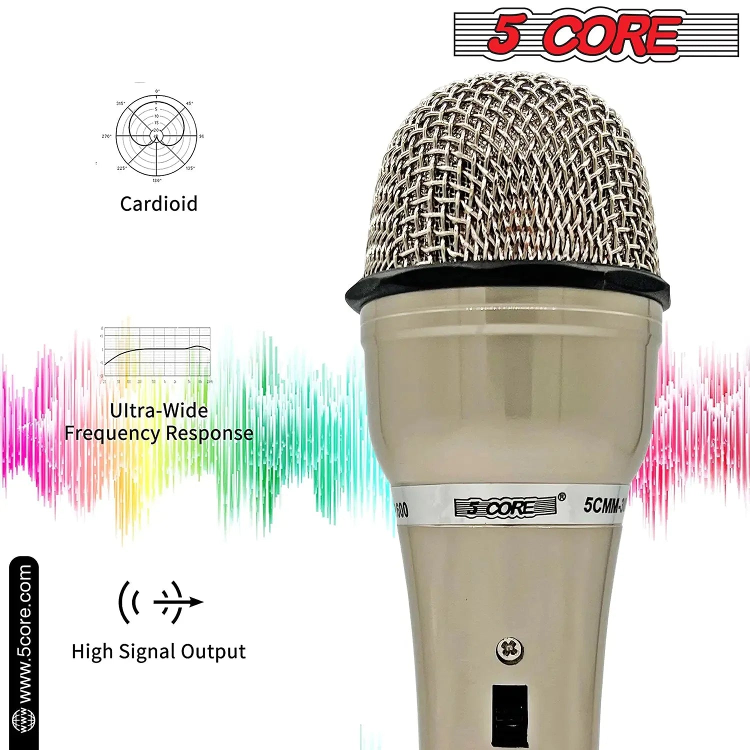 5Core XLR Microphone Dynamic Mic Karaoke Singing Studio Mics Handheld Microfono Anti Spier