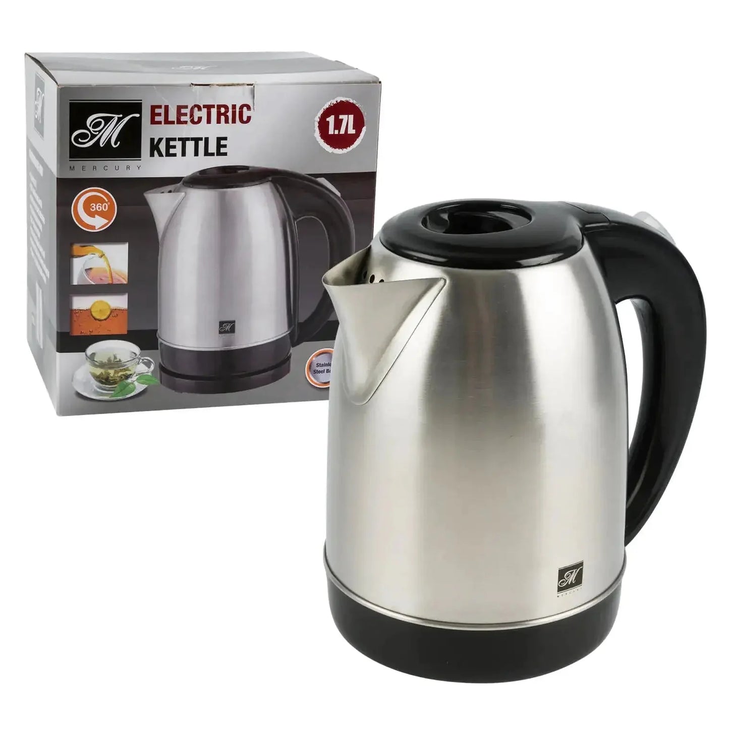 Stainless Steel Cordless Electric Kettle- 1.7L Anti Spier