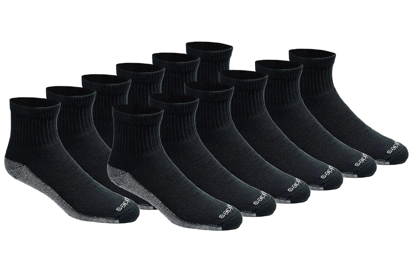 Dickies Men's Dri-tech Moisture Control Quarter Socks, Available in M-XXL (6, 12, 18 Pairs) Medium Black (12 Pairs) Anti Spier