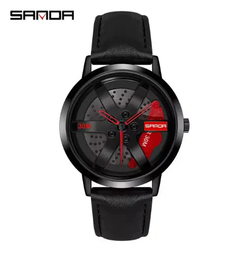Men's 3D Car Wheel Sports Watch - Waterproof Quartz Anti Spier