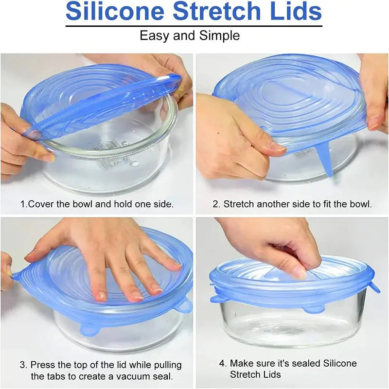 Silicone Stretch Lids Reusable Airtight Food Wrap Covers Anti Spier