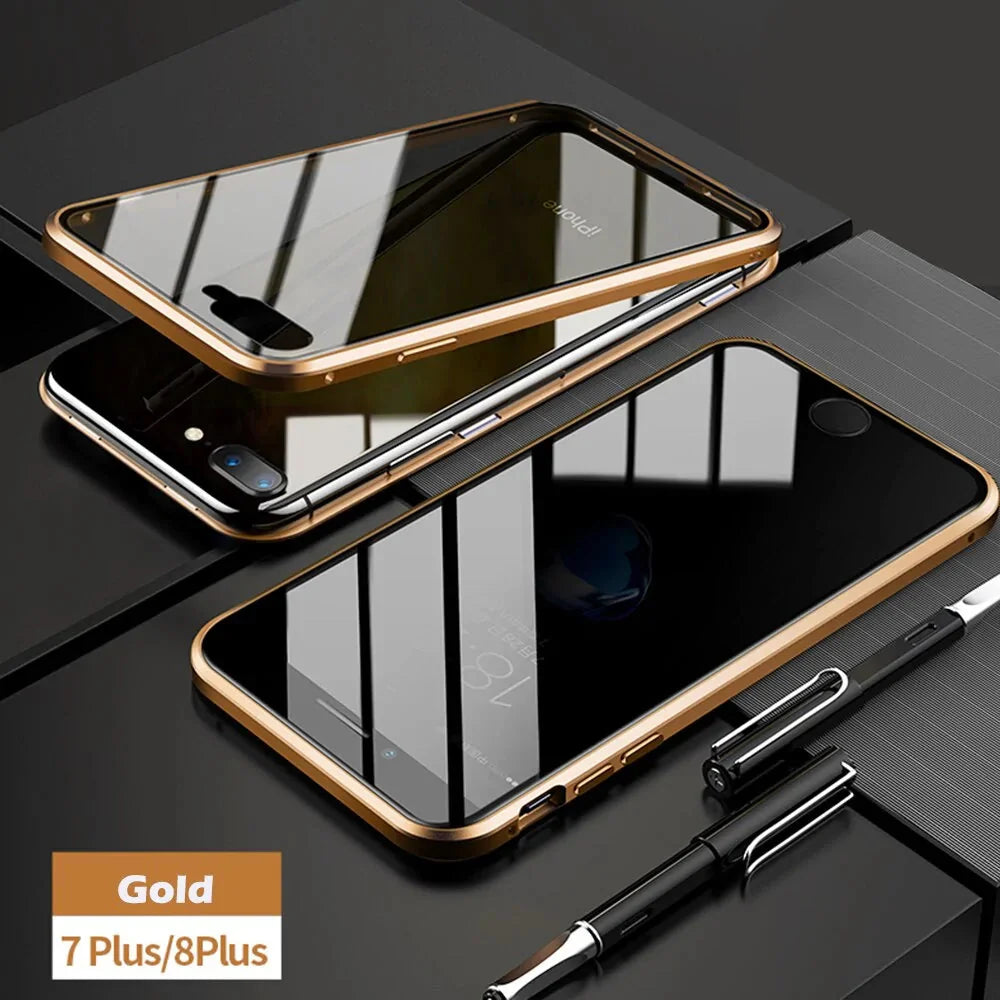 Anti-Peep Magnetic Metal Phone Case For iPhone Anti Spier