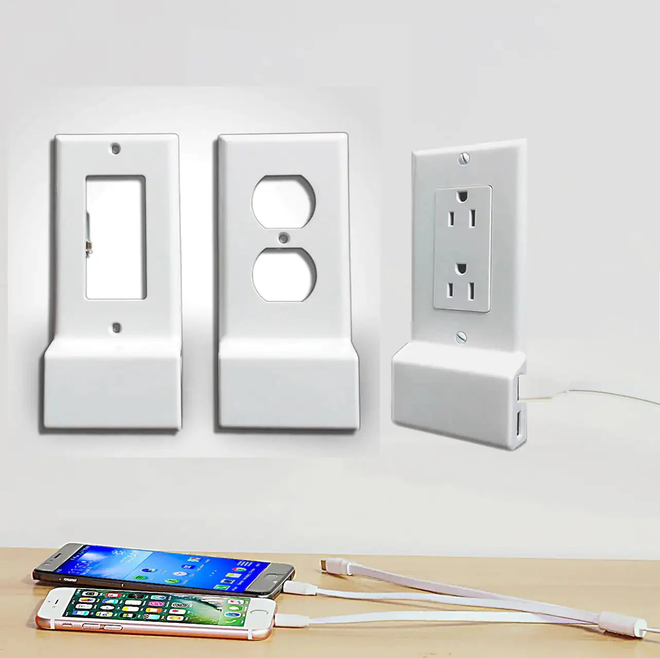 Invisible Dual USB Wall Charger Plate With Surge Protection Anti Spier