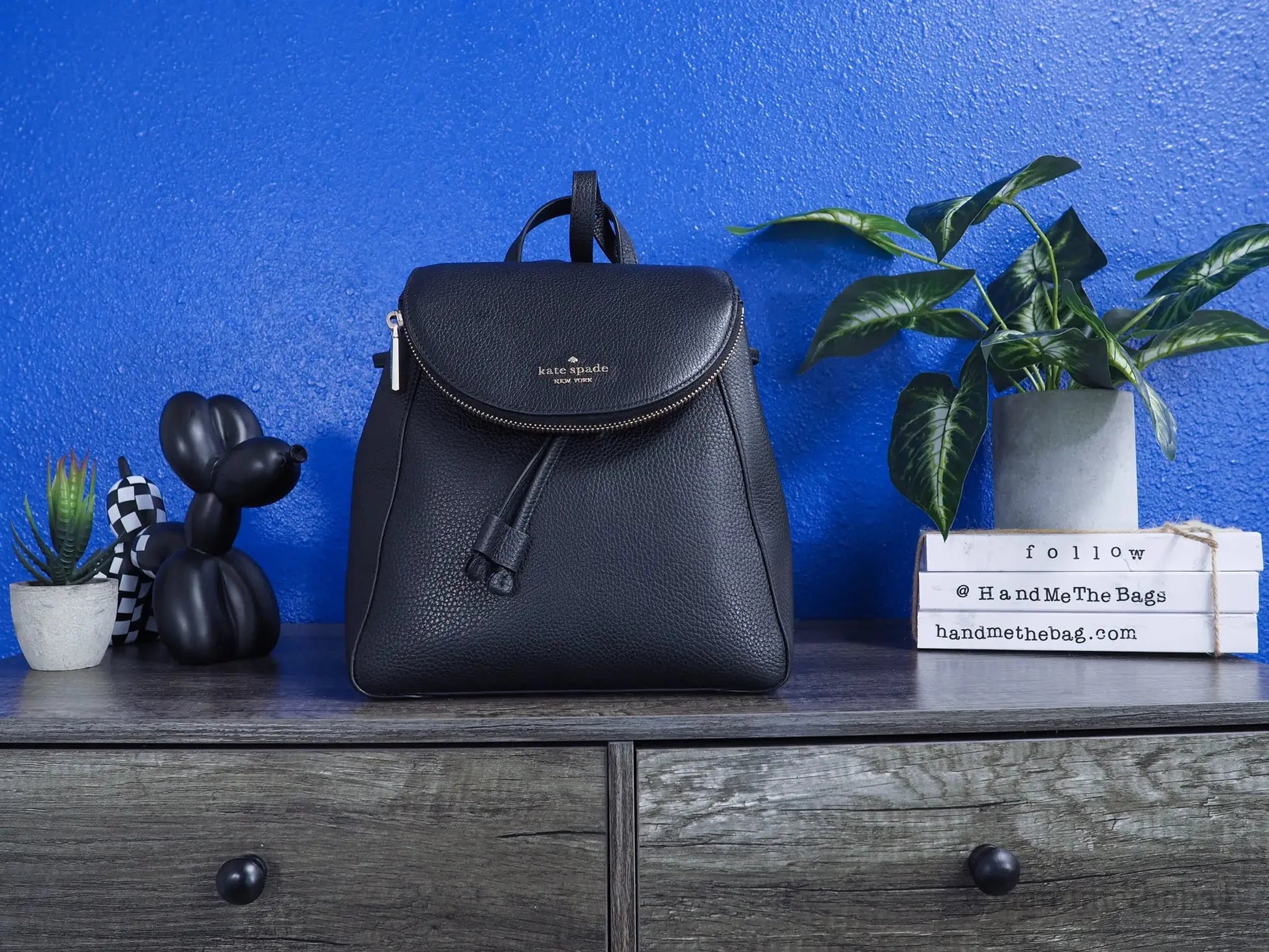 Kate Spade Leila Black Pebbled Leather Medium Flap Shoulder Backpack Book Bag Anti Spier