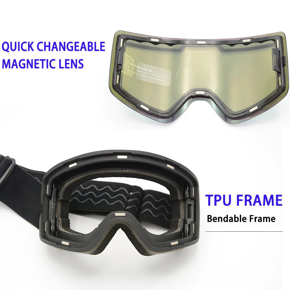 Anti-Fog Ski Goggles with Magnetic Lens Anti Spier