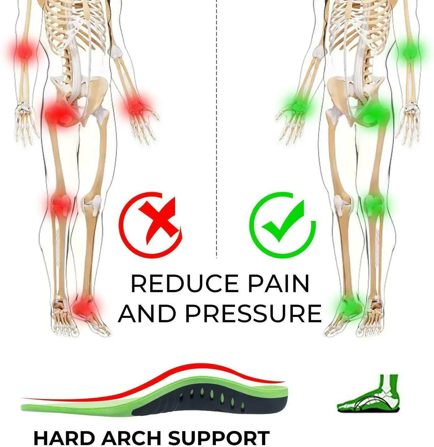 Orthotic Shoe Insoles Inserts Flat Feet High Arch Support For Plantar Fasciitis Anti Spier