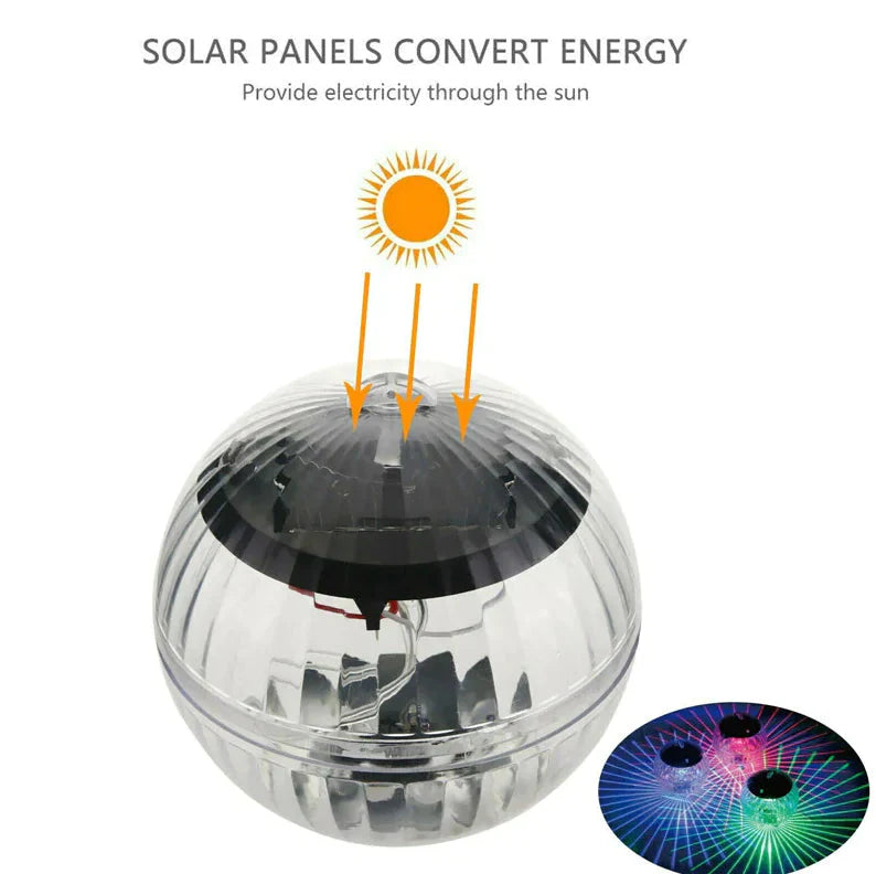 Outdoor Solar LED Floating Light Garden Pond Pool Lamp Rotating RGB Color Change Anti Spier