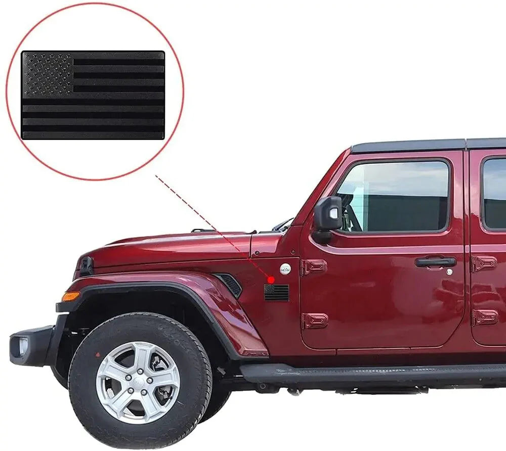 2PCS Metal USA Flag Sticker American Car Truck Decal Emblem Black Anti Spier