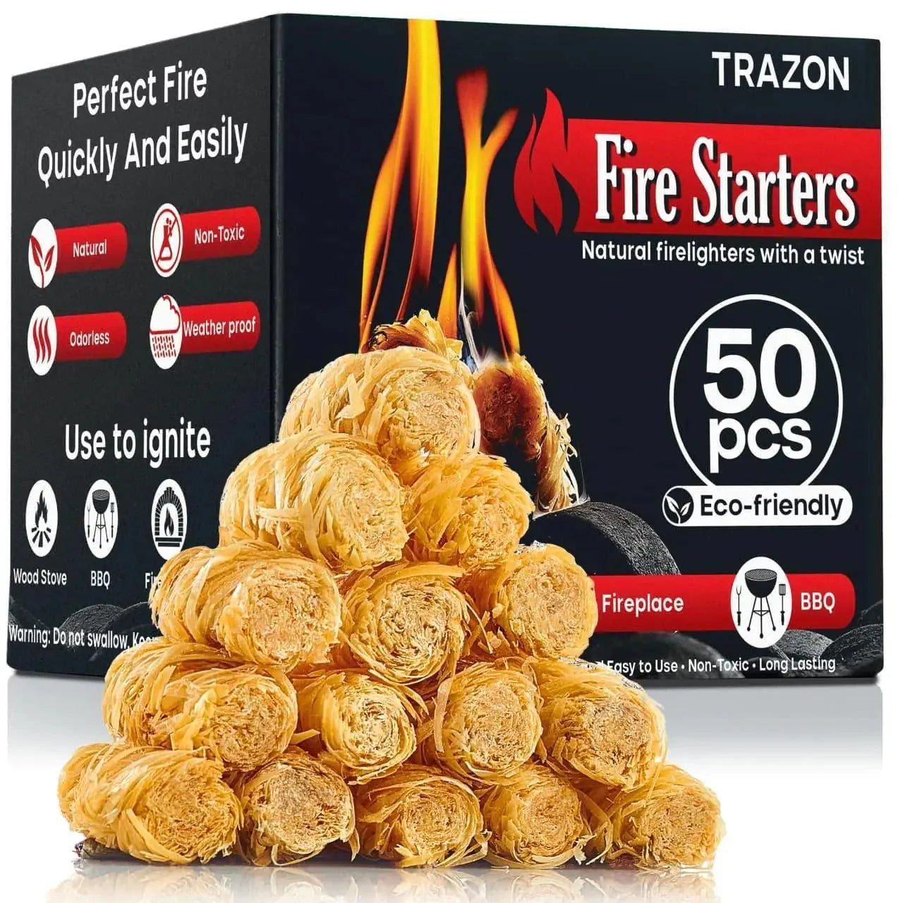 Fire Starters for Indoor Fireplace Campfires Wood Stove Grill Charcoal Chimney Anti Spier