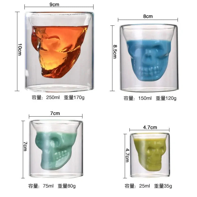 Double Layered Glass Skull Coffee Mug Anti Spier
