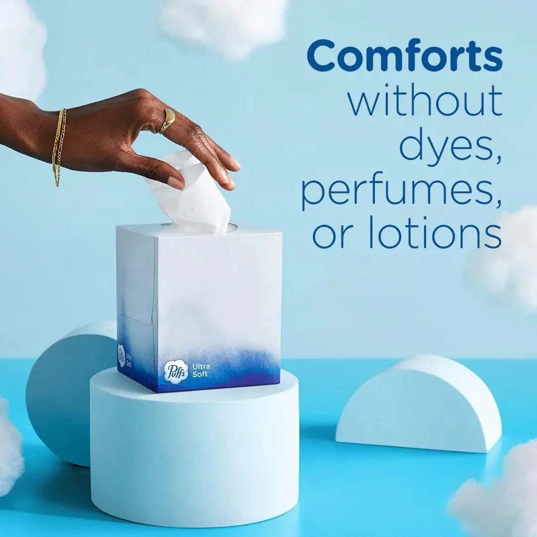 Puffs Ultra Soft Non-Lotion Facial Tissue, 8 Family Boxes, 124 Facial Tissues per Box 124 Count (Pack of 8) Anti Spier