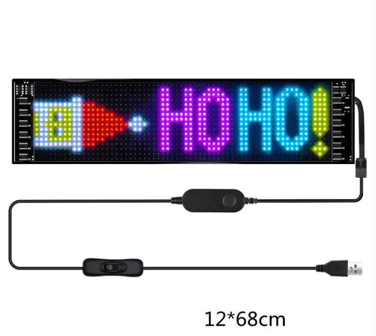 Programmable Car LED Sign LED Full-color Advertising Screen Ultra-thin Display Screen Custom Text Pattern Animation Display Car Anti Spier