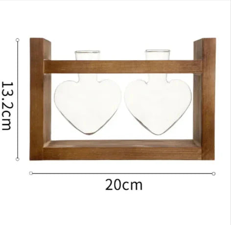 Heart-Shaped Glass Vase with Wooden Stand – stylish and elegant! Anti Spier